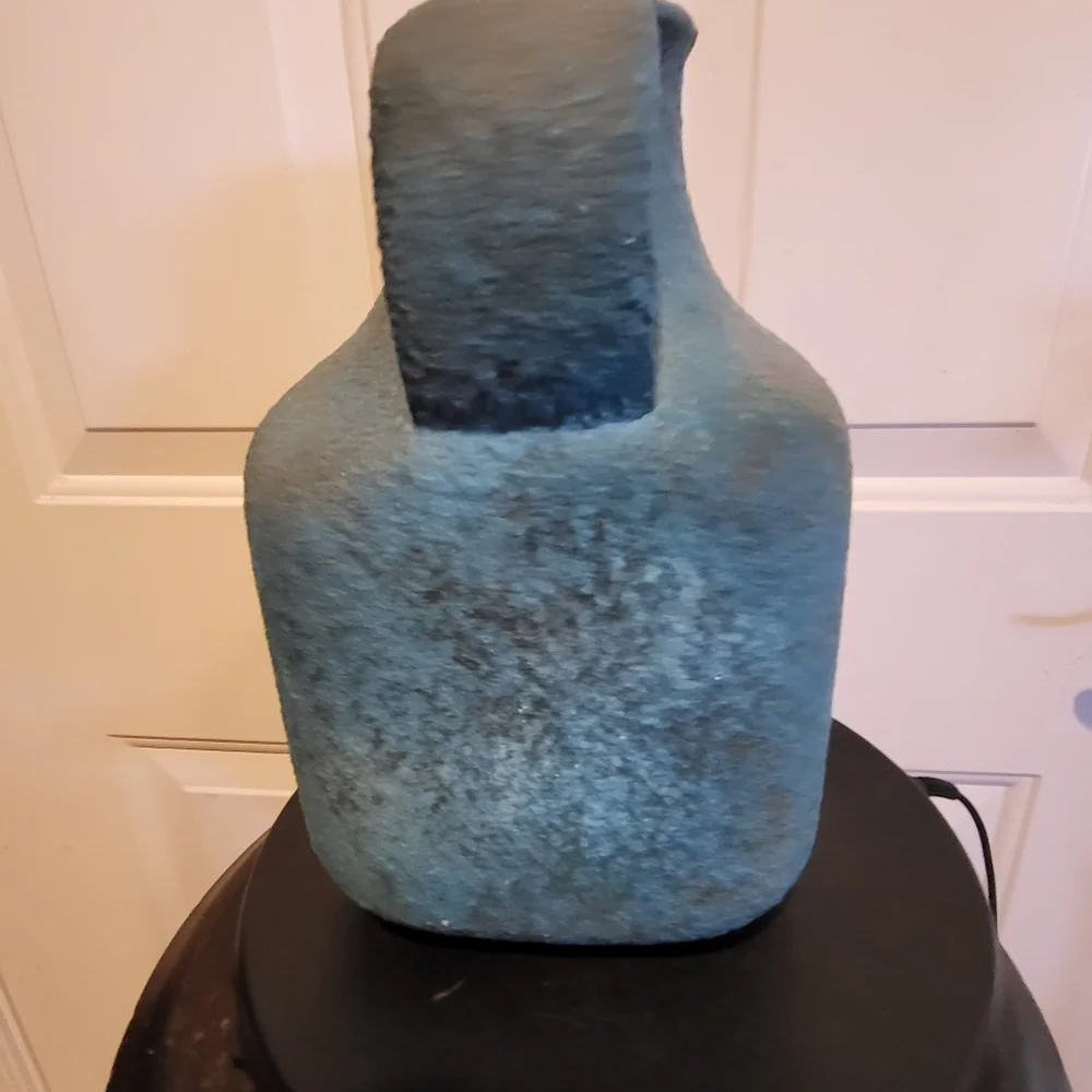Bitossi Blue 1960s Mid-century Modern Fat Lava Pottery Pitcher Signed